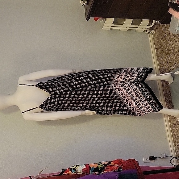 MAGIC 1990s Paisley Assymetric Handkerchief Sharkbite Spaghetti Strap Slip Dress - Picture 6 of 11